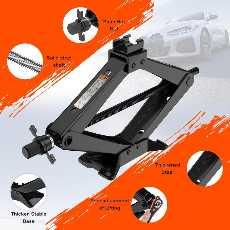 IMAYCC 3 Ton Scissor Jack for Car/SUV/MPV - Heavy Duty High Lift Car Jack kit with Ratchet Wrench, Portable Emergency Tire Change kit with Wheel Wrench. - Image 4